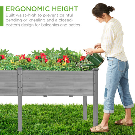 Best Choice Products 72x24x30in Raised Garden Bed, Elevated Wood Planter Box Stand for Backyard, Patio, Balcony w/Divider Panel, 6 Legs, 300lb Capacity - Gray Best Choice Products