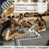 MontVoo Outdoor Rug with Led String Strip Lights 6x9 ft Waterproof Outdoor Patio Rug Mat Reversible Plastic Straw Rug Outside Outdoor Rug for RV Camping Picnic Balcony Fairy Boho Outdoor Decor MontVoo