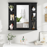 SUNLEI Bathroom Medicine Cabinet with Mirror, Wood Medicine Cabinet with Adjustable Shelf, Mirrored Door Over The Toilet Storage, Bathroom Wall Mirror Cabinet, Black SUNLEI