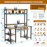 HYPIGO Rustic Brown Heavy Duty Computer Desk with Hutch and Keyboard Tray HYPIGO