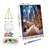 JOOZ Christmas Paint by Numbers Kit for Adults with Frame House Paint by Number with Easel Winter Scenes Paint by Number with Frame DIY Landscape Oil Painting Kits for Gift Home Wall Decor 8x12 Inch JOOZ