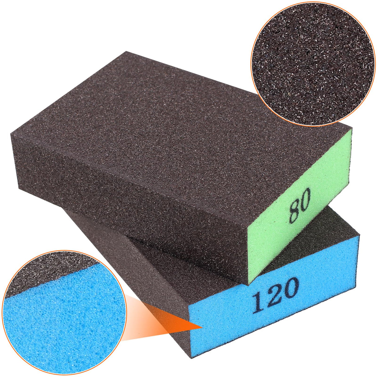 Romeda 8-Pack Sanding Sponge, Four Grits Per Pack 60/80/120/220, Washable and Reusable Handmade Sandpaper Block, Drywall Sandpaper Blocks for Wooden Drywall Sheetrock and Metal Glazing Romeda