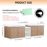 72" Bathroom Vanity with Sink, 72 Inch Floating Vanity, Double Sink Wall Mounted Vanity Combo, Modern Brown Bathroom Vanity Set with 4 Doors and White Basin Sink Mocoastn