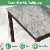 AMERLIFE 7-Piece Dining Table Set, 71" Faux Marble Modern Table with 6 PU Leather Upholstered Chairs, Heavy-Duty Solid Wood Set for Kitchen & Dining Room, Dark Brown AMERLIFE