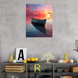 QACEYID Ocean Scenery Paint by Number DIY Acrylic Painting Paint by Number Kit for Adults Beginner Small Wooden Boat DIY Painting by Numbers Painting Arts Craft 16x20In Sunset Sky Clouds QACEYID