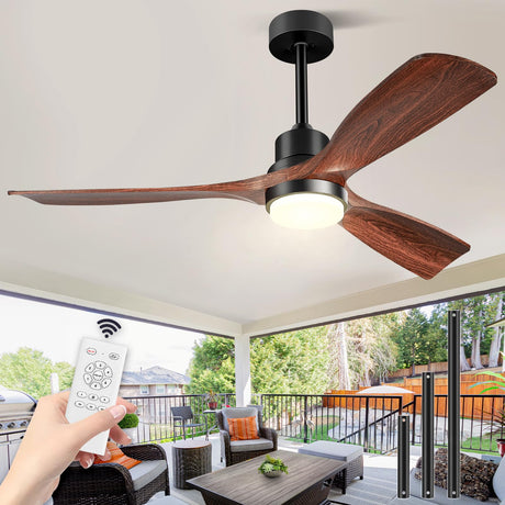 60 Inch Ceiling Fans with Lights 3 Downrods, Outdoor Ceiling Fan for Patios with Remote Control, ETL Listed, 3 Blades Wood Ceiling Fans Reversible Quiet Dc Motor for Indoor Bedroom Farmhouse Forrovenco