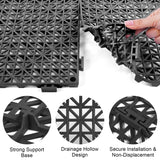 MYFAMIREA Modular Interlocking Cushion 12 Pack 11.8" x 11.8" Rubber Floor Tiles Non-Slip Splicing Drainage Mats for Deck, Pool, Outdoor Shower, Patio, Balcony, Indoor Bathroom, Kitchen, Yard (Black) MYFAMIREA