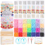 Pizooro Friendship Bracelet Kit, 28 Colors 5040 Pcs Clay Beads 1200 Pcs Letter Beads for Bracelets Making,4 Styles Round Alphabet Beads,Number Beads,Heart Beads & Pattern Beads,Jewelry Craft Kits Gift Pizooro