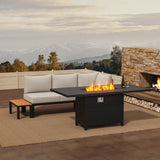 PIZZELLO 4 Piece Patio Conversation Set, Outdoor Sectional Furniture with Loveseat, Single Chair, and Coffee Table, for Porch, Deck, 6" Washable Cushions, Beige PIZZELLO