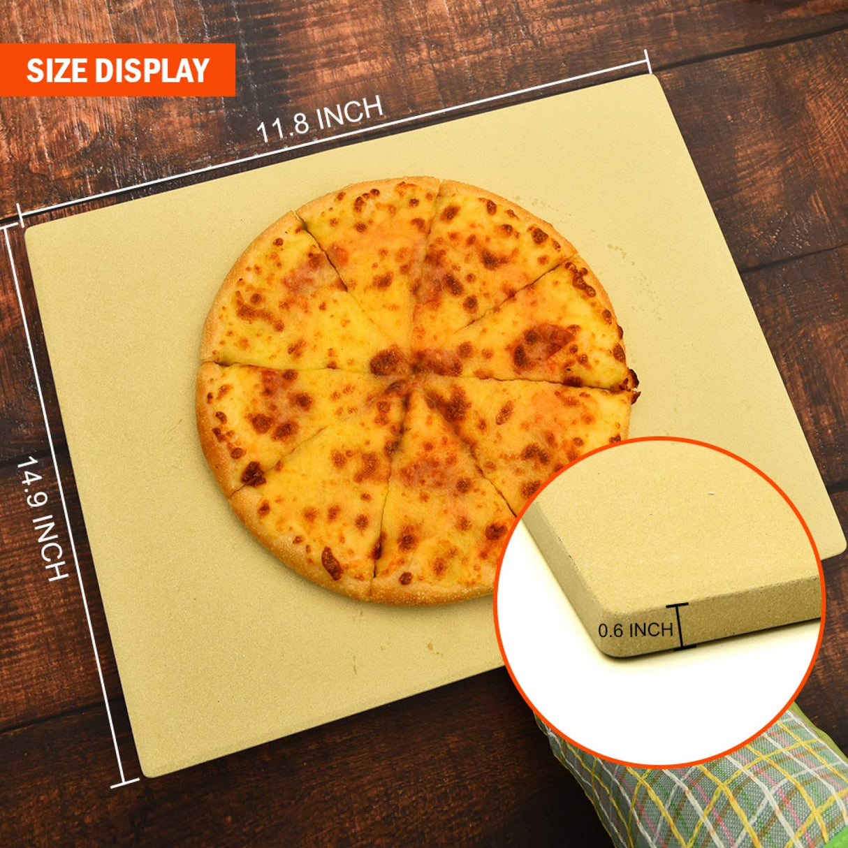 COYMOS Pizza Stone Heavy Duty Ceramic Baking Stone for use in Oven & Gril - Thermal Shock Resistant, Ideal for Baking Pizza, Bread, Cookies, Rectangular Cooking Stone 15x12 Inch. (Bonus Free Scraper) COYMOS