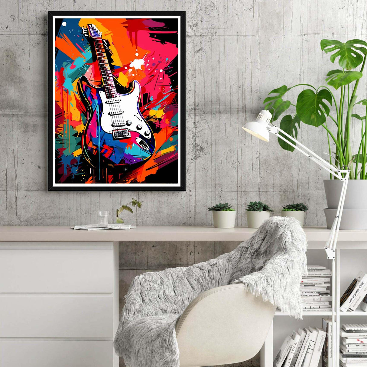 Reofrey DIY Diamond Art Kits for Adults Guitar, Landscape Full Drill Round Rhinestone Diamond Painting Kits, Cross Stitch Embroidery Canvas for Crafts Home Wall Decor 30x40cm Reofrey