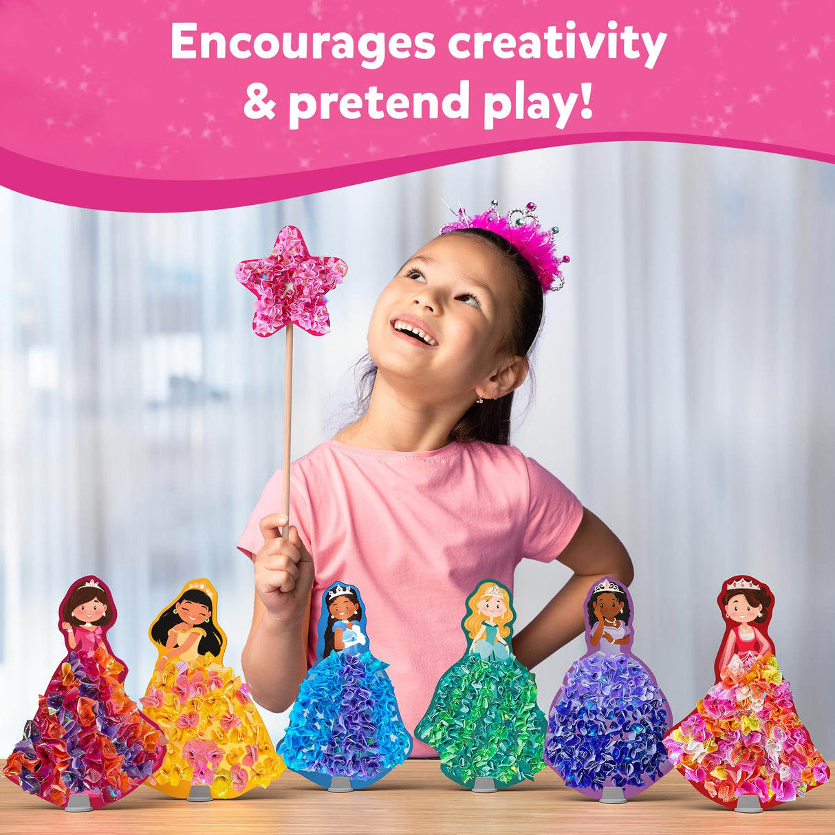Skillmatics Poke-in Art - Magical Princesses, Mess-Free Fun for Kids, DIY Wood Craft Kits, Creative Activity, Gifts for Girls & Boys Ages 4, 5, 6, 7, 8, 9 Skillmatics