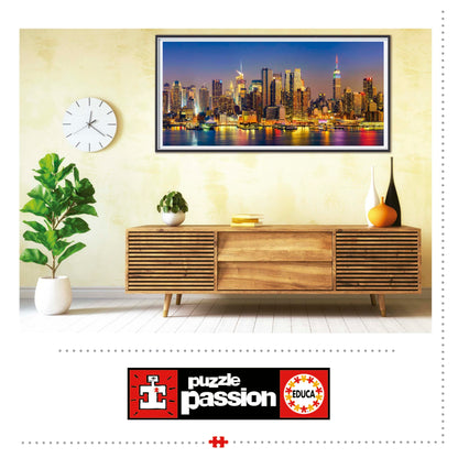 Educa - Panorama Puzzles - New York City Skyline - 3000 Piece Jigsaw Puzzle - Puzzle Glue Included - Completed Image Measures 47.24"x 37.79" - Ages 14+ (19948)