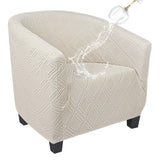 SearchI Waterproof Club Chair Slipcover Stretch Barrel Chair Covers Jacquard Tub Chair Slipcovers Spandex Armchair Sofa Cover Removable Couch Furniture Protector Arm Chair Cover for Living Room（Beige） SearchI