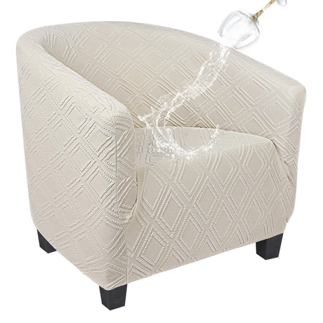 SearchI Waterproof Club Chair Slipcover Stretch Barrel Chair Covers Jacquard Tub Chair Slipcovers Spandex Armchair Sofa Cover Removable Couch Furniture Protector Arm Chair Cover for Living Room（Beige） SearchI