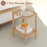 Fultyle Small End Table, Couch Side Table with 2-Tier Storage Shelf, Wood Coffee Table for Bedroom, Living Room, Small Spaces(Rustic Walnut) Fultyle