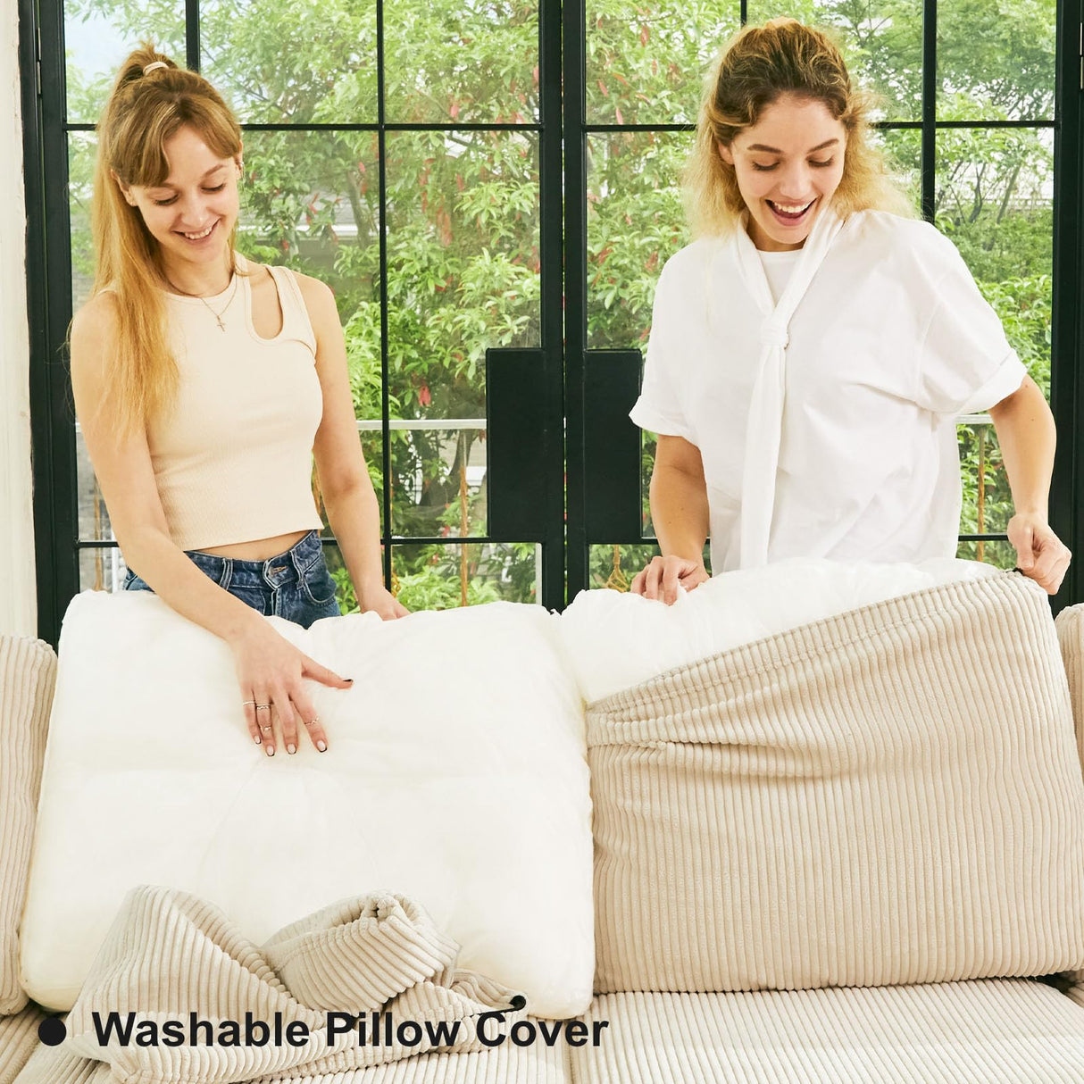 Belffin Modular Sectional Sleeper with Storage Ottoman Corduroy Sectional Couch with Chaise Convertible Modern Sectional Sofa Couch Beige Belffin