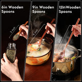 6/9/12in Wooden Spoons, 6pcs Soup Spoons Set, Small Wooden Utensils for Coffee, Tea, Jam, Sugar, Ice Cream and Bath Salts (6pcs 6in) YOLO CGC