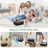 BYUNER Black Shower Caddy Portable: Plastic Bathroom Caddy Organizer with Handle and Holes, Cleaning Caddy, Hard Shower Basket Storage Tote for Toiletry, College Dorm Room Essentials for Men BYUNER