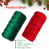 SORDIM Christmas Jute Twine String, 656 Feet Holiday String Rope, Red Green Jute for Gift Wrapping, Craft Making (2pcs) SORDIM