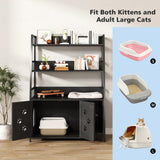 Recaceik Cat Litter Box Enclosure with Shelf Storage, Hidden Cat Washroom Furniture, Large Wood Cat Litter Box Furniture Hidden with Storage and Scratch, Fit Most of Litter Box, Black Recaceik