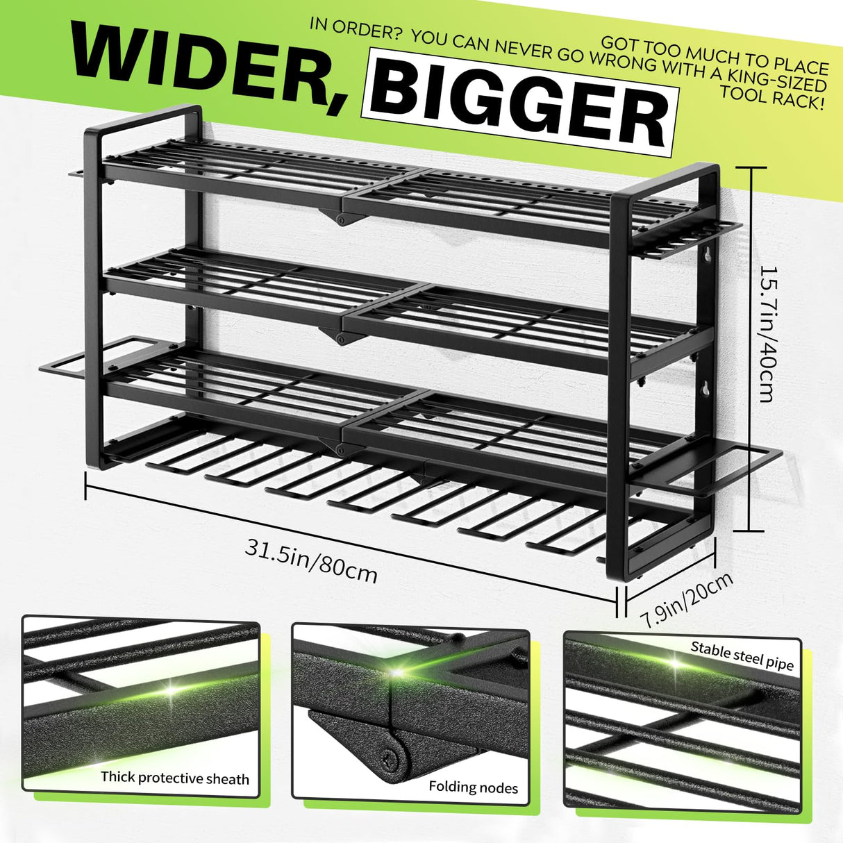 Large Power Tool Organizer Wall Mount, Garage Storage Cordless Tool Organizer with Screwdriver Holder, Heavy Duty Metal Storage Rack with 8 Drill Holder 4 Layer, Gifts for Men Who Have Everything Hipidian