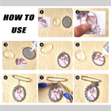 INFUNLY Photo Charm Pin, 6pcs Memorial Picture Charm for Wedding Bridal DIY Pin Brooch Making Kit Oval Lacy Photo Charm for Bridal Shower Wedding Bachelor Party Bride Groom Flowers INFUNLY