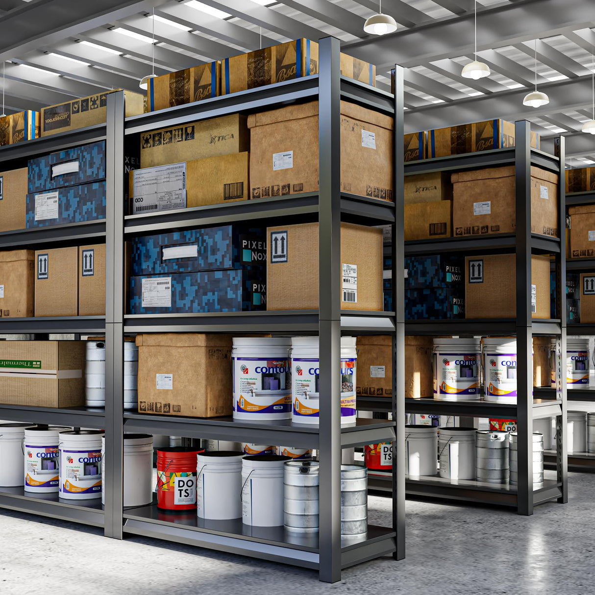 ZLBRDS 59" W Garage Shelving, 3000LBS Heavy Duty Shelving, Adjustable 5 Tier Metal Garage Storage Shelves, Storage Shelves for Industrial, Warehouse, Basement ZLBRDS