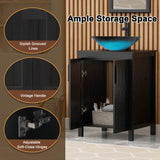 UEV Black 24" Bathroom Vanity with Sink Combo,Modern Vanity with Vessel Sink,Stylish Bathroom Vanity Cabinet,Grooved Doors & Metal Handles,Modern Square Ocean Blue Tempered Glass Vessel Sink(A10) UEV