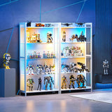 AODK Display Cabinet with LED Lights, Display Case with Glass Storage Shelves, 4-Tiers Curio Cabinet for Collectibles, Display Shelf, White AODK