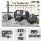GOJOOASIS Patio Furniture Set Outdoor Sectional Sofa with Ottoman Wicker Couch Rattan Modular Seating Conversation Sets Porch Decor for Backyard, Balcony, Garden (Grey) GOJOOASIS