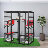 ISDAY Extra Large Wooden Catio - Outdoor Cat Enclosure with 7 Platforms & 2 Resting Boxes (Black) Generic