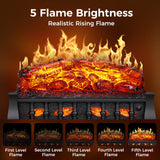 Joy Pebble Electric Fireplace Insert Log Heater 21",750W/1500W Adjustable 5 Flame Brightness,5 Speed Mode,Fireplace Insert with Realistic Ember Bed and Traditional Brown Log,Remote Control Joy Pebble