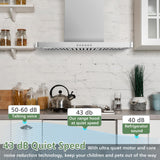 ONEEON 30" Range Hood - 900 CFM Stainless Steel Wall Mount Kitchen Exhaust with 4 Speed Fan, LED Lights, Push Button, Ultra-thin Body, Chimney Style Stove Vent Hood & Ducted Exhaust Vent ONEEON