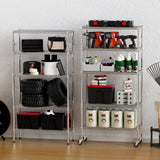 YNN Storage Shelves,1750Lbs 5 Tier Heavy Duty Metal Rolling Shelving Unit with Wheels & 8 Hooks, Adjustable Garage Wire Rack for Kitchen, Bathroom,Industrial,Pantry(36" W x 14" D x 72" H, Chrome) YNN