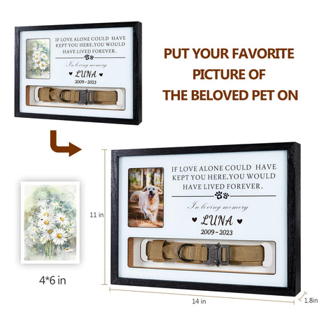 Pet Memorial Picture Frame Dog Collar Shadow Box 14"x11", Sympathy Remembrance Gift Keepsake for Loss of Dog or Cat, for Most Large Size Collars HKBS