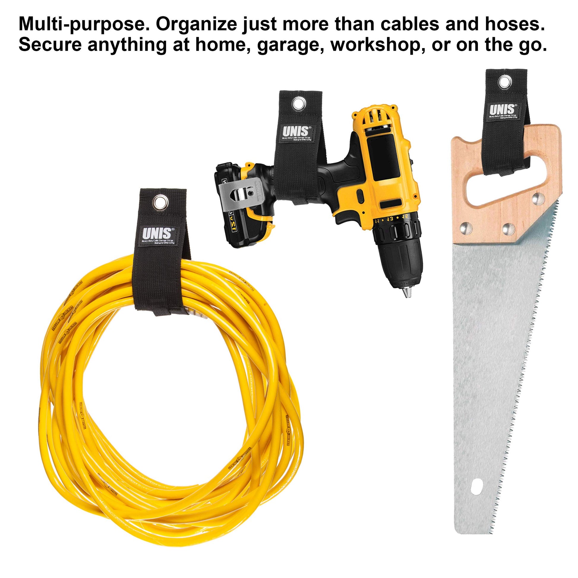 5 Pack Heavy Duty Large 13-inch Extension Cord Storage Organize Cables, Hoses, Power Cords, and Ropes with Extendable Cable Ties Strap Loop Hanger - WoodArtSupply