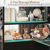 busyaeh Twin Size Loft Bed with L-Shaped Desk and Storage, Bunk Bed with Desk Underneath Drawers, Metal Twin Loft with Clothes Rail, Safety Guard & Stairs, LED Lights, Charging Station, Oak Gray busyaeh