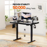 ErGear 40" x 24" Whole Piece Desktop Electric Standing Desk, Thick Height Adjustable Desk with 4 Height Memory, Home Office Computer Table with Cable Management Tray, Black ErGear