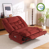 MCombo Dual Motor Oversized Power Recliner Chair, 38.2'' Large Wide Seat, Rocker Recliner with LED Lighting, USB Ports, Perfect for Living Room, Office and Home Theater, Fabric PR607 (Burgundy) MCombo