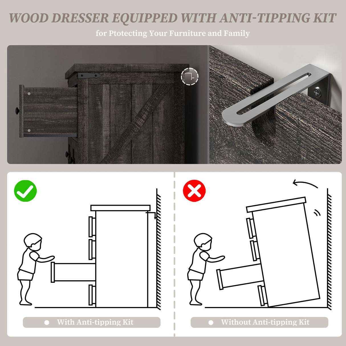EnHomee 10 Drawer Dressser for Bedroom, 55" W Wood Dressers & Chests of Drawers with Smooth Metal Rail, Large & Wide Dressers for Bedroom,Hallway,Dark Rustic Oak,15" D x 55" W x 35.6" H EnHomee