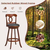 COSTWAY Bar Stools Set of 2, 30 Inch Swivel Bar Height Chairs with Ergonomic Back & Footrest, Vintage Wooden Barstool Set for Kitchen Island, Pub, COSTWAY