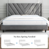 Yaheetech Queen Bed Frame Upholstered Platform Bed with Wing Side/Wooden Slat Support/Tufted Headboard with Wing Side/Mattress Foundation/No Box Spring Needed,Light Gray Queen Bed Yaheetech