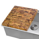 Ruvati 17 x 16 x 2 inch thick End-Grain Teak Butcher Block Solid Wood Large Workstation Cutting Board - RVA2445TKE Ruvati
