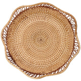 KEILEOHO 2 PCS 11.8 x 2.36 Inch Rattan Fruit Basket Round, Rattan Bread Basket, Wicker Fruit Basket, Rattan Fruit Bowl for Bread, Fruit, Vegetables, Tabletop Display KEILEOHO