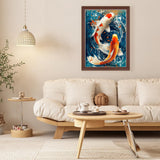Lxmsja Koi Fish Diamond Art Kits for Adults, Scenery Fish DIY Full Drill Diamond Painting Kits for Beginners, 5D Gem Art Crafts for Adults, Home Wall Decor 12x16 inch Lxmsja
