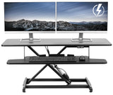 VIVO 42 inch Electric Motor Desk Converter, Height Adjustable Riser, Sit to Stand Dual Monitor and Laptop Workstation with Wide Keyboard Tray, Black, DESK-VE42B VIVO