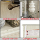 TRJQBCC 51"H Lighted Curio Display Cabinet with 2 Doors & 1 Drawer, Wooden Glass Curio Showcase w/ Adjustable Shelves & Mirrored Back Panel, Storage Cabinet Display Case for Living Room(Antique White) TRJQBCC