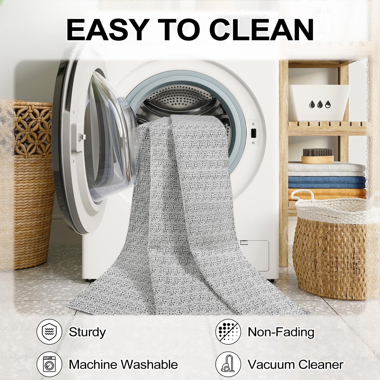 Collive Hallway Runner Rug 2x6 Kitchen Runner Rugs Non Slip Rubber Backed Gray Cotton Carpet Washable Farmhouse Rug Runners for Hallways Boho Floor Runners for Bedroom Entryway Laundry Collive