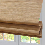 LANTIME Wood Cordless Roman Shades, Lined Blackout Bamboo Window Shades Blinds, Oak LANTIME